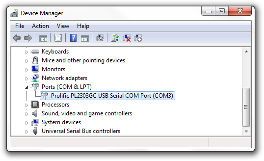 Device Manager PL2303GL