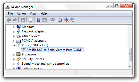 Device Manager PL2303TA